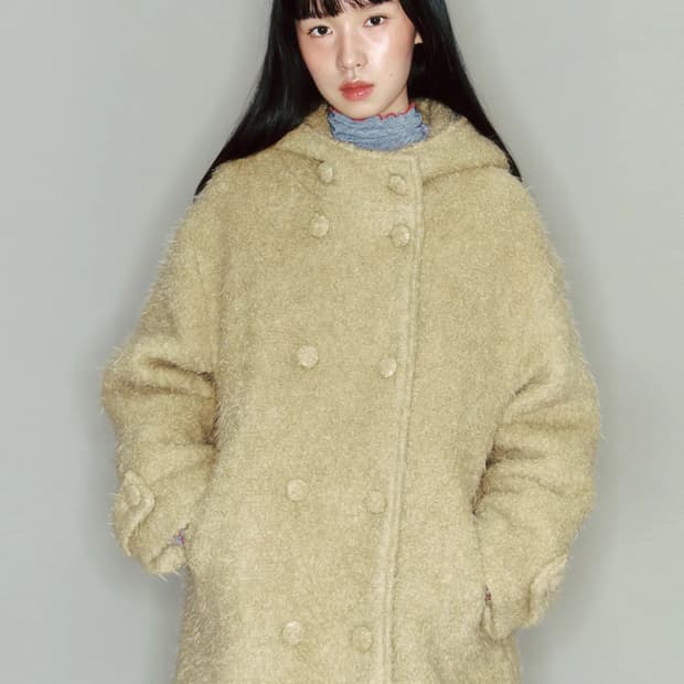 가니송 부클 후드 코트