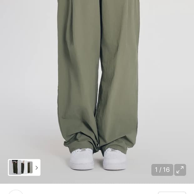 슬로우레코드하우스 나일론 원턱 팬츠 카키 L