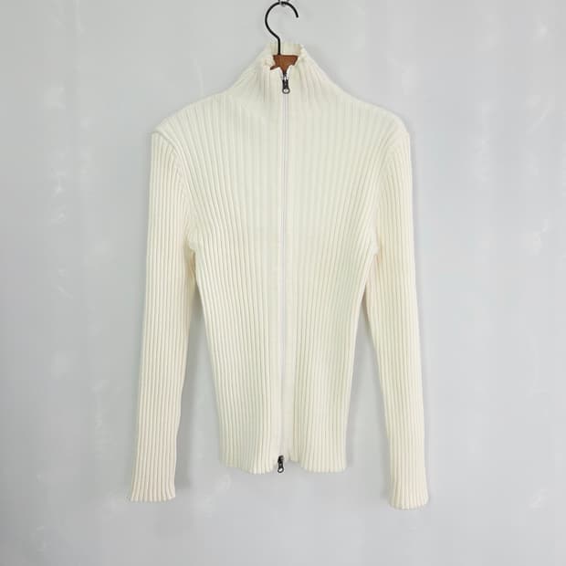 [AMOMENTO] 아모멘토 아이보리 골지 집업 니트 여성 0