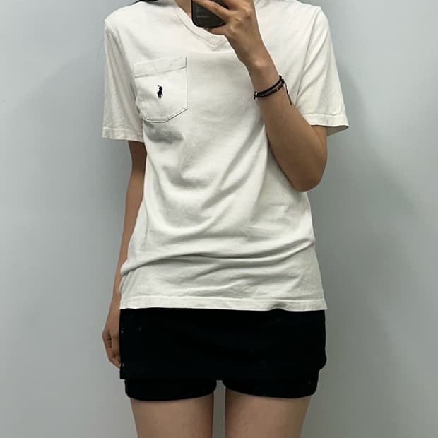 폴로 랄프로렌 포켓 화이트 반팔 티셔츠 