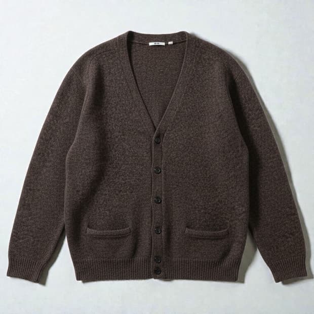 105)유니클로 울 가디건 겨울 브라운