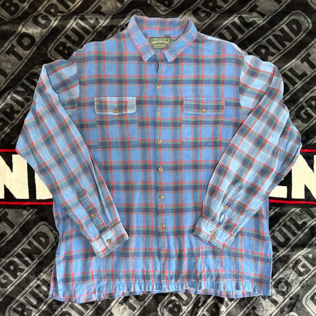폴로 컨트리 랄프 로렌 롱 슬리브 플란넬 셔츠 블루 레드 체크 패턴