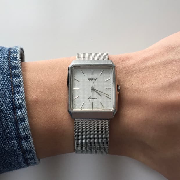 80s seiko chronos slim square quartz