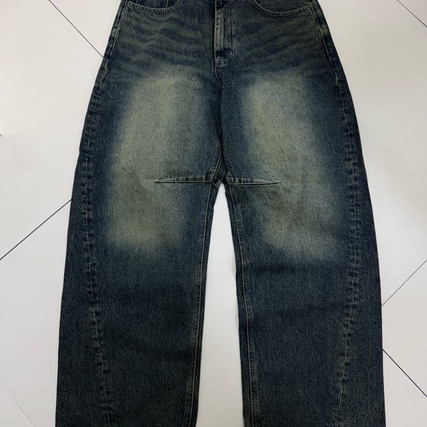 999휴머니티 와이드핏 워싱 데님 팬츠