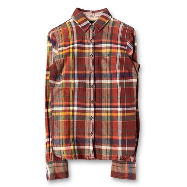 타미힐피거 빈티지 오렌지 멀티 배색 체크 긴팔셔츠 레귤러핏 2 
