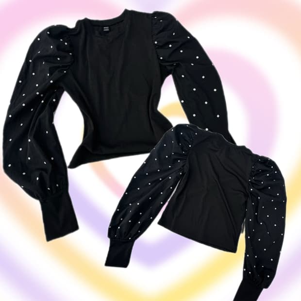 SHEIN 도트패턴 퍼프 블라우스 