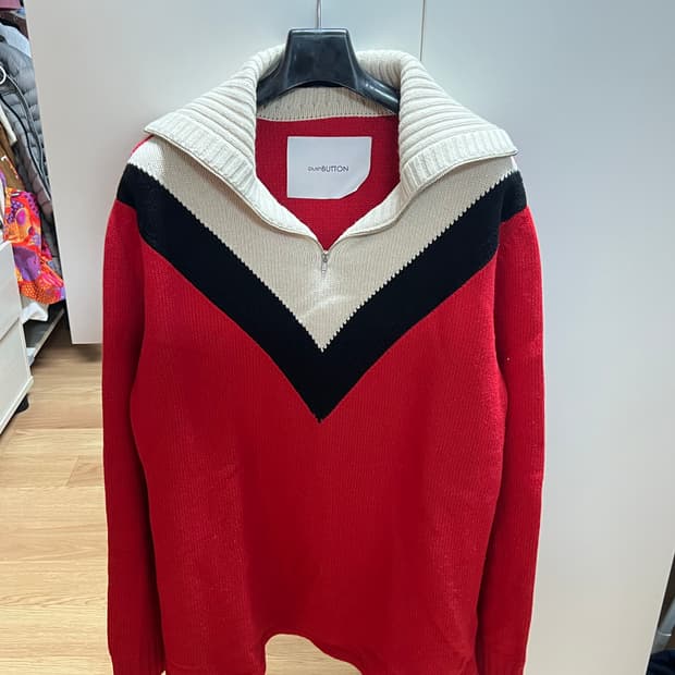 푸시버튼 하프짚업 니트 풀오버