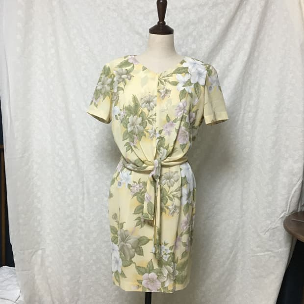 빈티지 옐로우 플라워 원피스