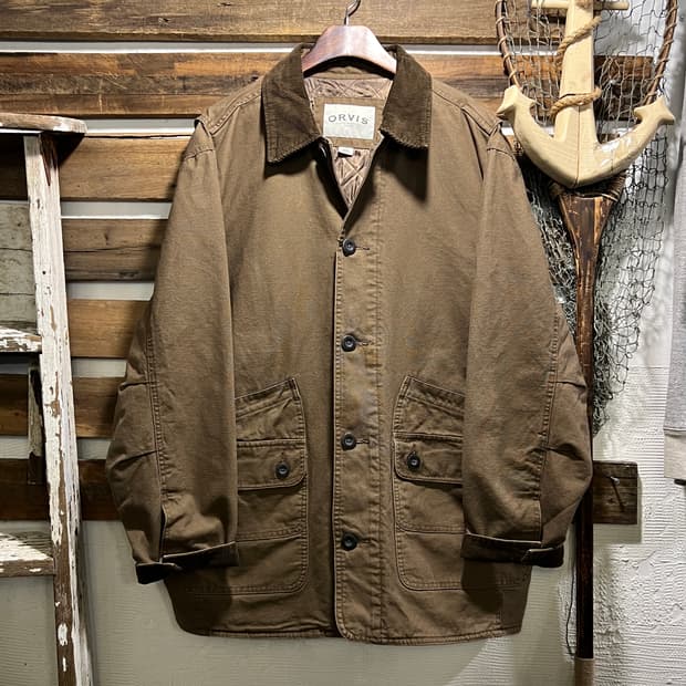 [L]ORVIS USA 오르비스 퀼팅 라이닝 브라운 캔버스 헌팅 자켓