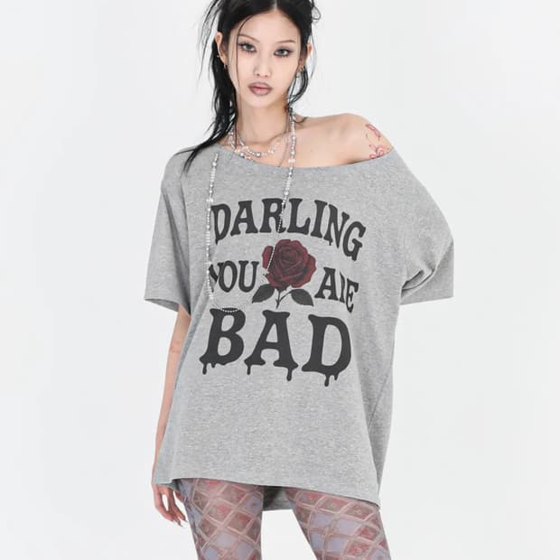 달링유어배드 MELTING ROSE TEE GREY