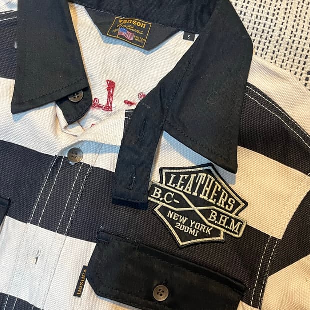 밴슨 레더 스트라이프 자켓