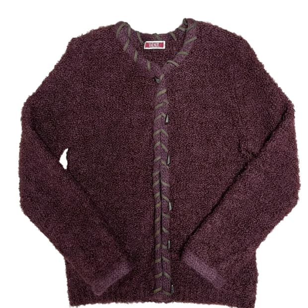 Burgundy toggle button cardigan