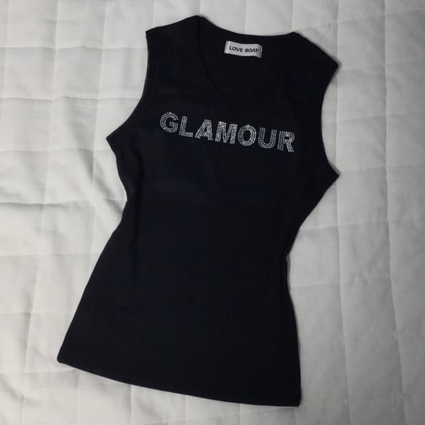 vintage glitter sleeveless tank top