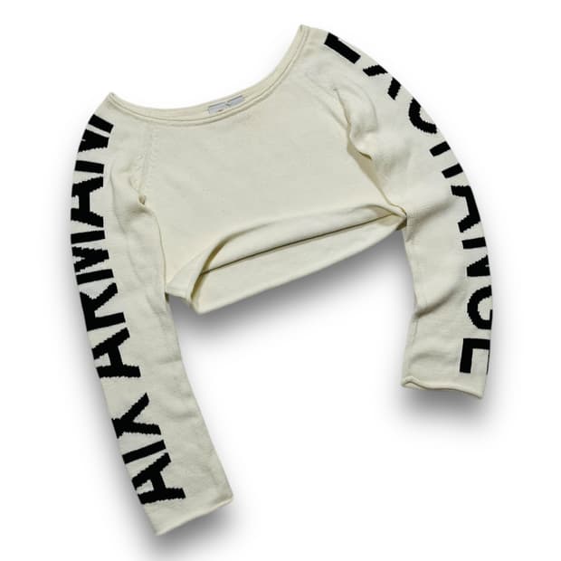 아르마니 익스체인지 로고 사이드 포인트 y2k 크롭 니트