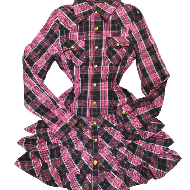 빈티지 체크 캉캉원피스 베이비돌 그런지페어리 히메갸루 캐캐체 핀터깔 펑크