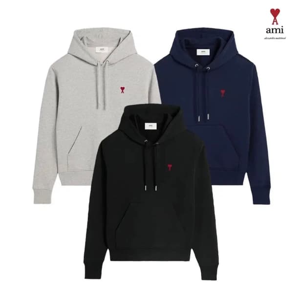[새상품/QR정품]아미 후드티 논기모 스몰로고 남녀공용 3color