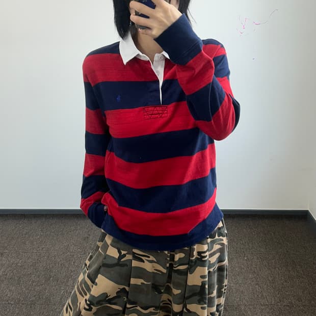 Polo 폴로 블루포니 네이비 레드 스트라이프셔츠