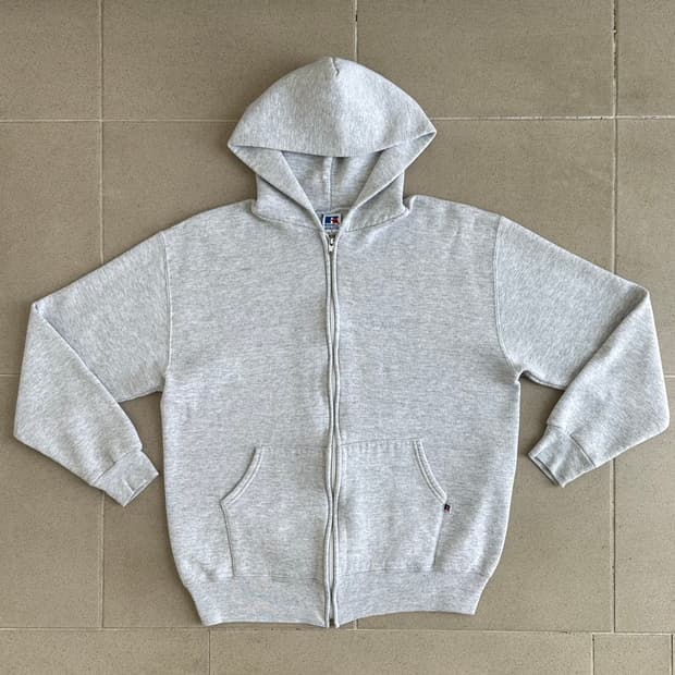 90s 빈티지 러셀 후드집업 밝은그레이 L USA