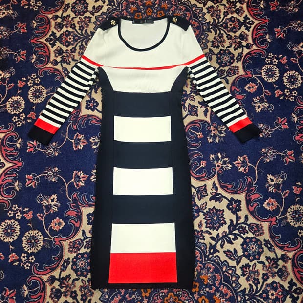 제시(JESSI) 꽉붙핏 스트라이프 레이온 원피스