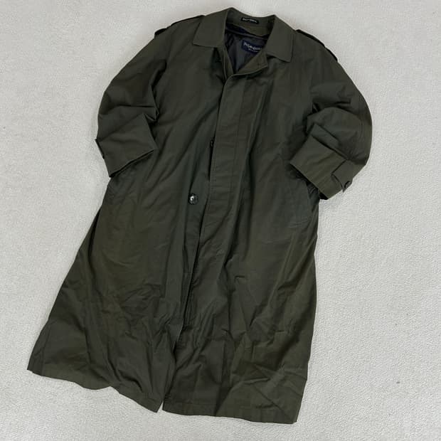 입생로랑 롱 트렌치 코트 카키 46