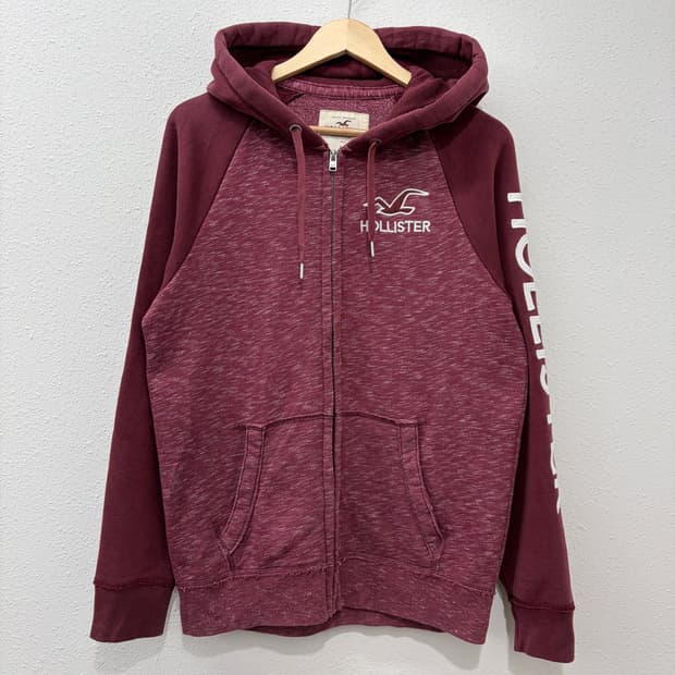 HOLLISTER 집업 후드티 버건디