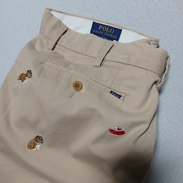 POLO 폴로 랄프로렌 불독 자수 면 반바지 쇼츠 33인치이하