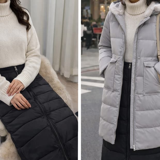 패딩 롱 스커트 허단42  XL 새상품 