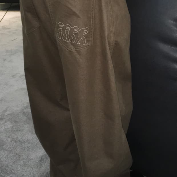 소셜 그래픽 와이드 데님_브라운 XL (인템포무드) 