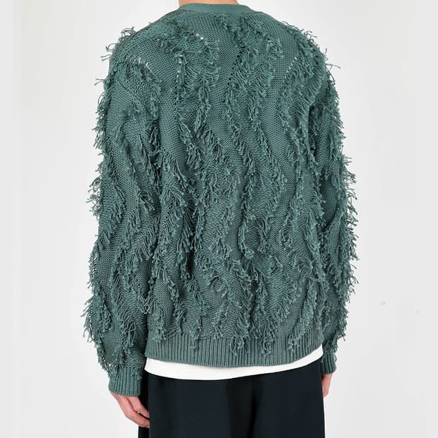 라드 뮤지션 로우게이지 프린지 가디건