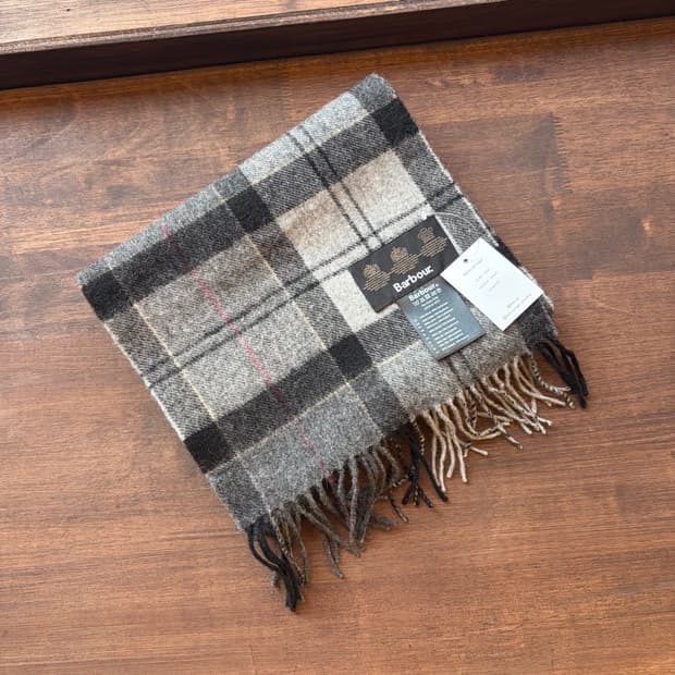 15371 - 바버 체크 울 머플러 (울 90% 캐시미어 10%)