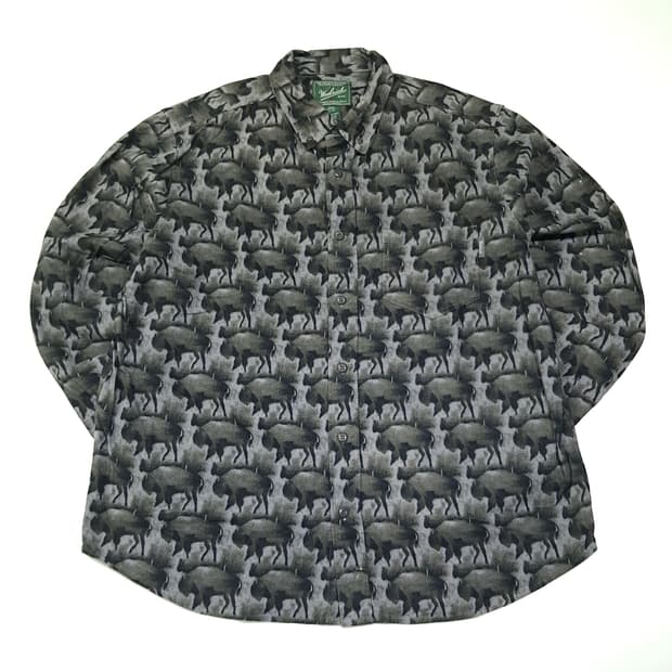 CL052 울리치 코튼 버팔로프린트 차콜 샤모아 셔츠