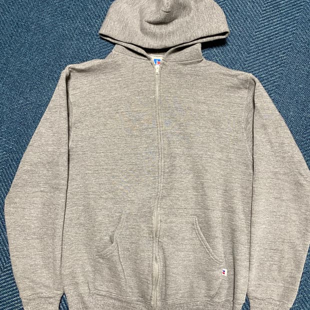 80s Russell Athletic Hoodie zip Gray M