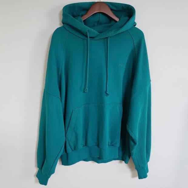 준지 아쿠아그린 랑꽁뜨레 자수 오버핏 후드티