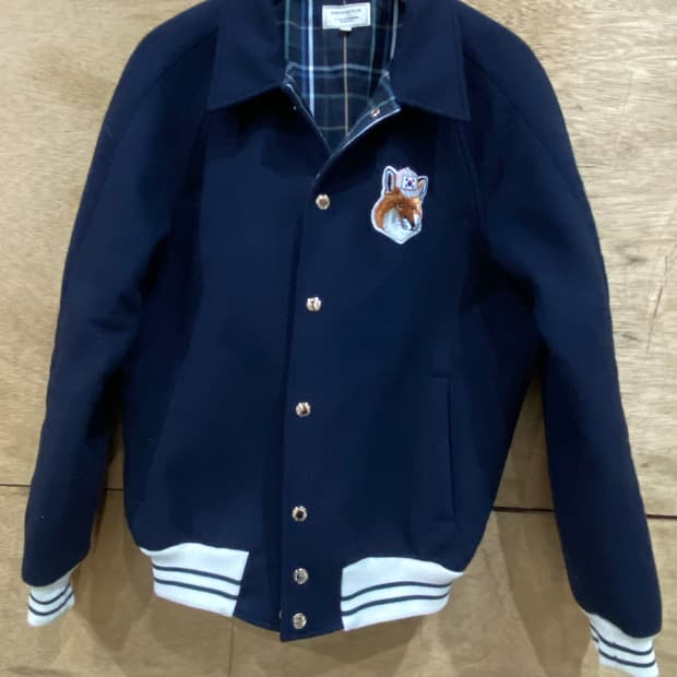 메종키츠네 네이비 야구 점퍼 M
