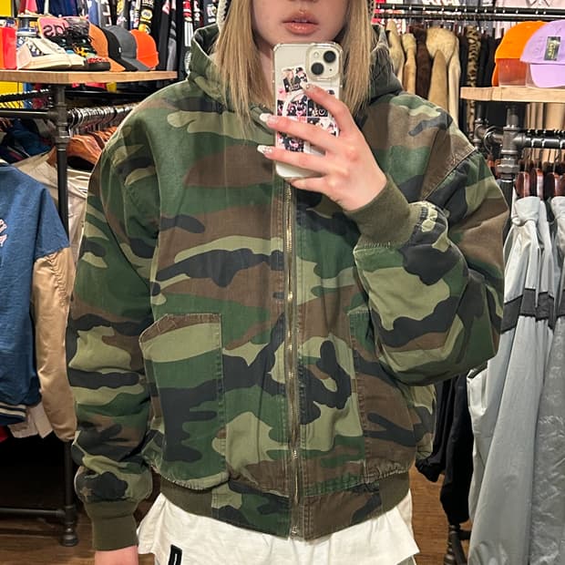 [HI] VTG 후드 카모 자켓 