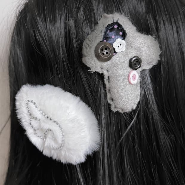 십자가 쿠션 단추 헤어핀