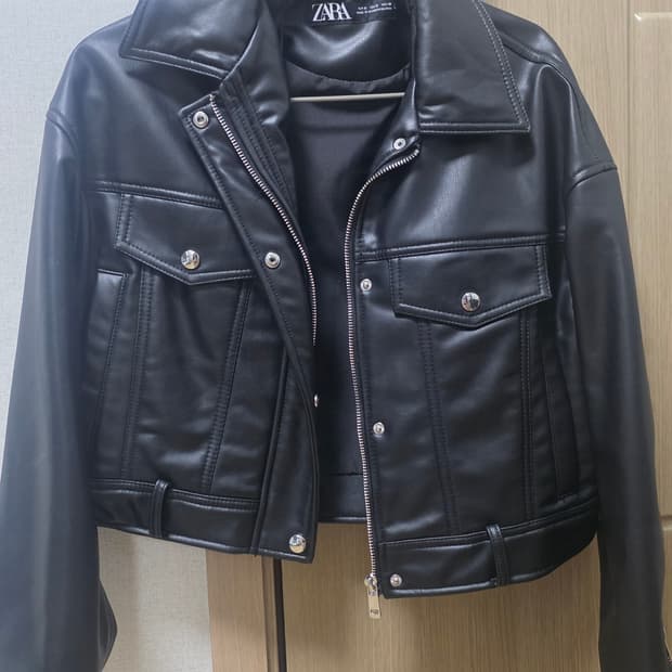 자라 크롭 레더 자켓 