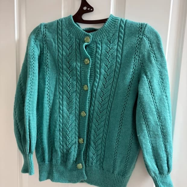 빈티지 청록색 니트 가디건