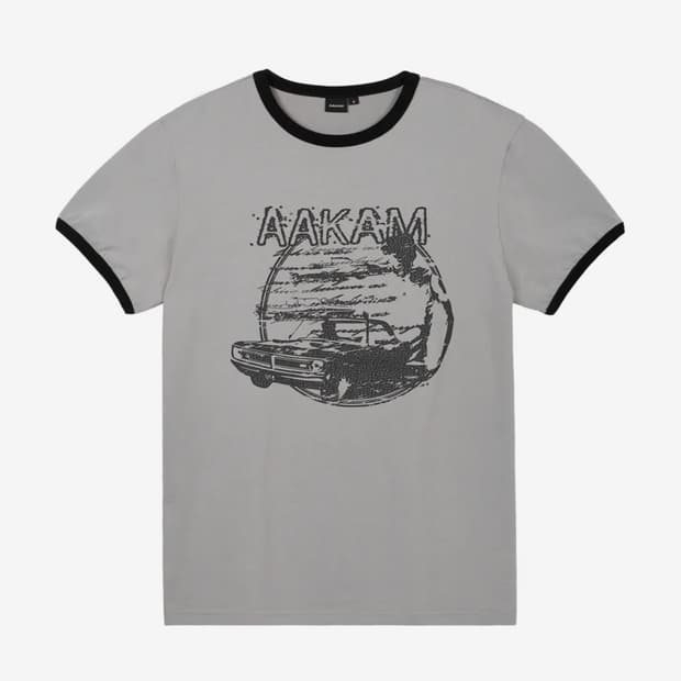 아캄 반팔 Cracked Car Ringer Top (Gray)