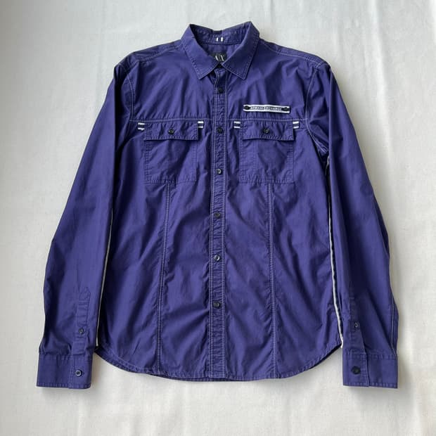 아르마니 익스체인지 퍼플 유틸리티 셔츠