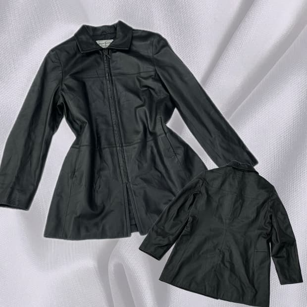 Mia Canma sheepskin 블랙 양가죽 레더 코트 자켓