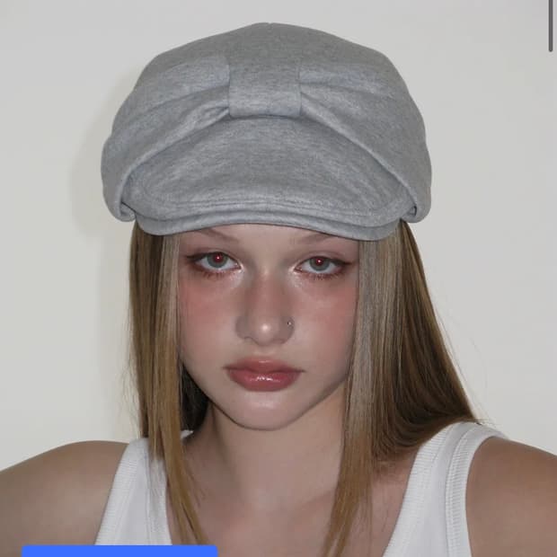 크랭크 리본 헌팅캡 그레이