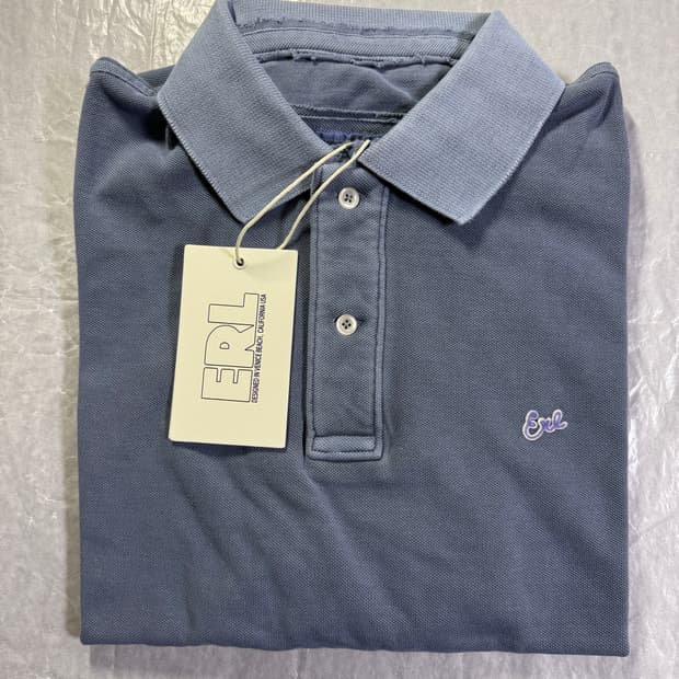 [XL] ERL 스크립트 폴로 티셔츠 블루