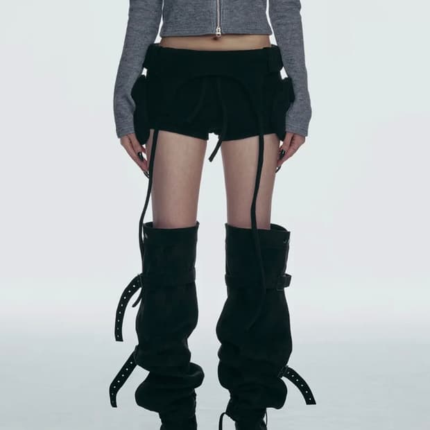 BOLD LOGO POCKET KNIT SHORTS_BLACK