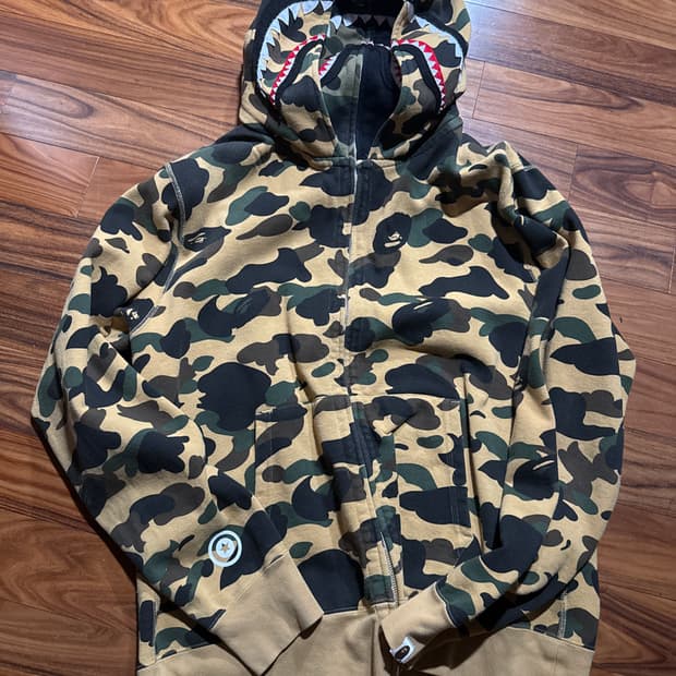 Bape double camo full zip shark hoodie