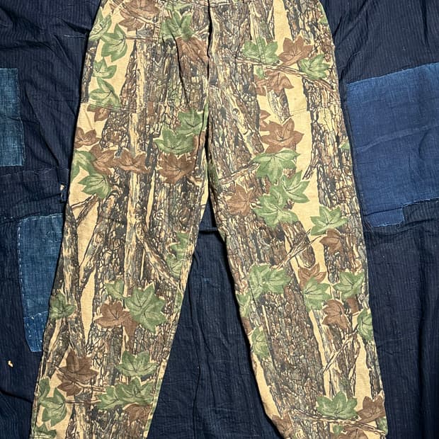 90‘s 빈티지 트리 바크(나무껍질) 패턴 헌팅 팬츠 34