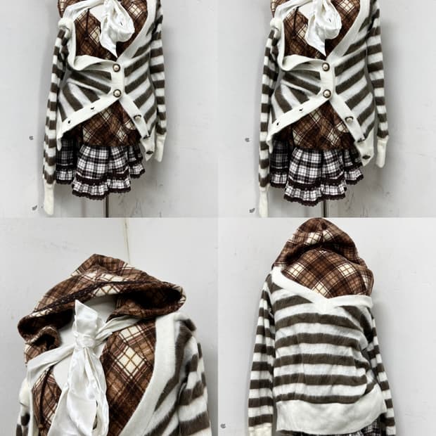 [Tralala]Hime-Gal pinterest Brown Stripe