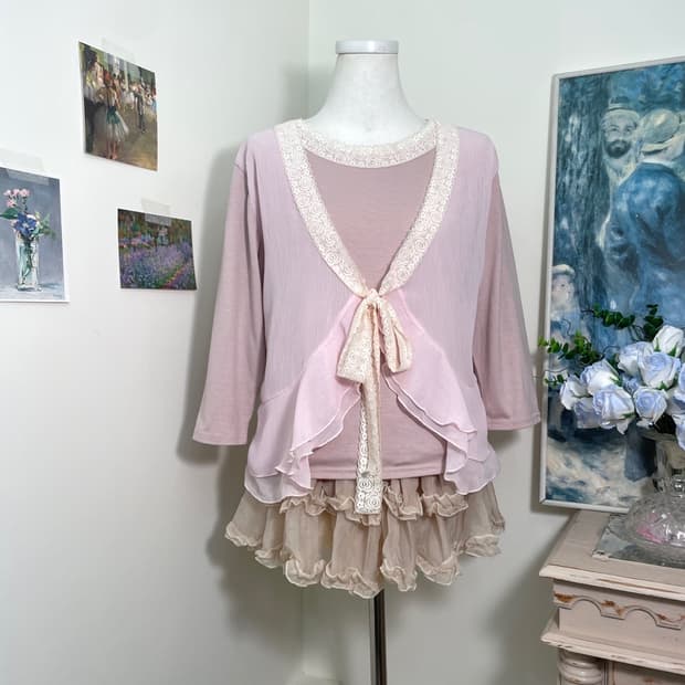 pink lavender fairy ruffle lace top