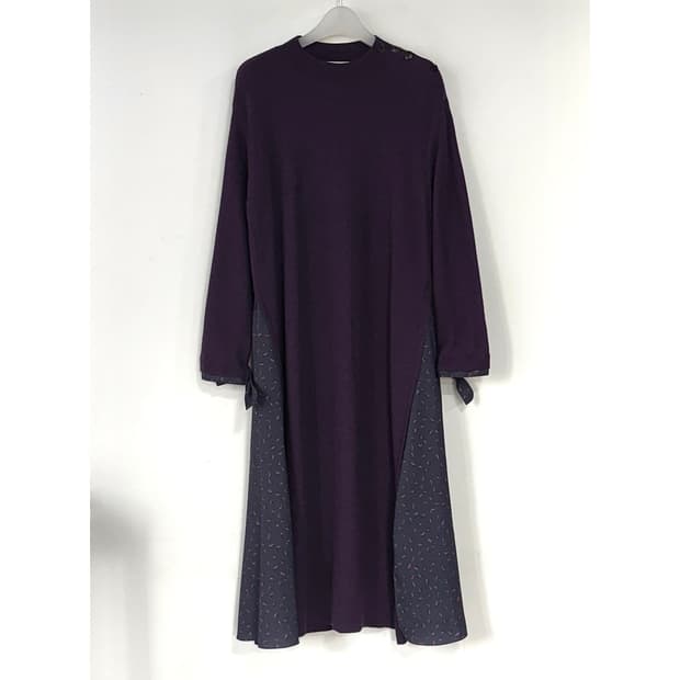 SJSJ 텍스처 블록 울 니트 원피스