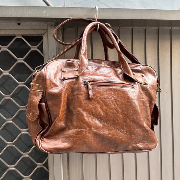Vintage brown stud leather bag